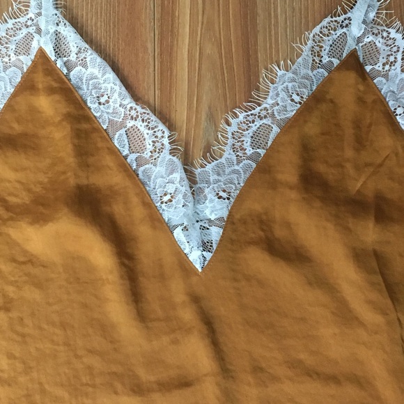 Urban Outfitters Mustard Yellow Satin Lace Cami XS - Picture 9 of 11